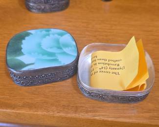 Vintage Enameled Trinket Box with Floral Motif - Possibly Chinese Shard Box