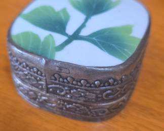 Vintage Enameled Trinket Box with Floral Motif
