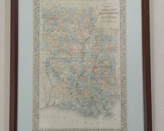 County Map of the States of Arkansas, Mississippi, and Louisiana by Thomas, Cowperthwait & Co.