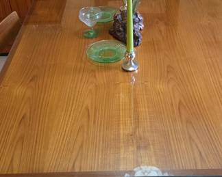 Mid-Century Modern Teak Dining Table with Glass Top
