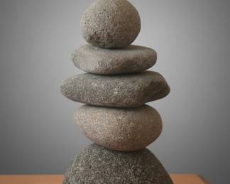 Stacked River Stone Cairn Sculpture