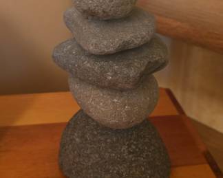Stacked River Stone Cairn Sculpture