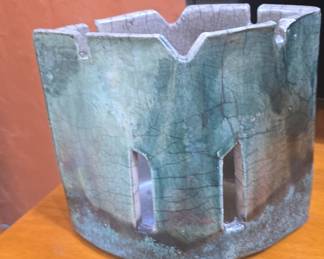 Mid-Century Modern Ceramic Ashtray with Geometric Cut-outs