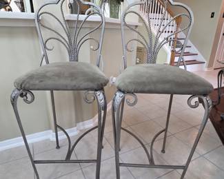  silver iron bar stools. 