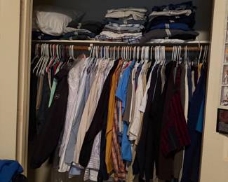 Mens dress shirts 16 and 17 shoes 10-11 pants and shorts.