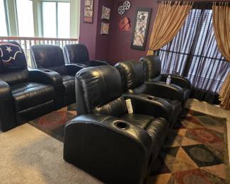 Six leather recliners all room decor for sale.