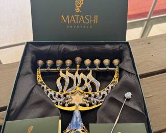 99	40.00	matashi crystals hand pinted enamel menorah  - NOT AVAILABLE FOR PRESALE
