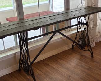22	200.00	Rustic library table - iron antique base 72Wx17Dx30H
