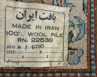 20	200.00	Wool 100% rug made in Ioran Blue/browns 53Wx86T