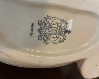13	150.00	Vintage Glazed fish Ocean of Abundance soup terrine from Kaldun & Bogle - 15Wx12Dx9"H