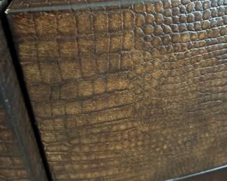 #48 - $440 - Bernhardt chest one of 2 -38Wx20Dx35H - leather simulated drawers - 4 drawers - 2 available - RIGHT one mark on top  