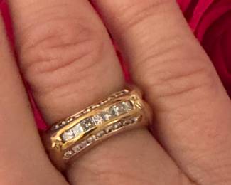 18kt yellow gold diamond band - size 6 - $1250 