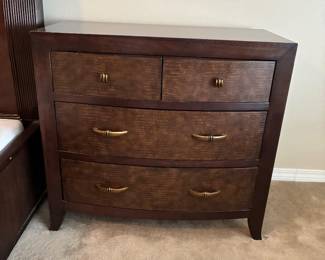 48	440.00	Bernhardt chest one of 2 -38Wx20Dx35H - leather simulated drawers - 4 drawers - 2 available - RIGHT one mark on top  