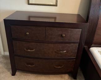 47	480.00	Bernhardt chest one of 2 -38Wx20Dx35H - leather simulated drawers - 4 drawers - 2 available - LEFT one Very good condition 