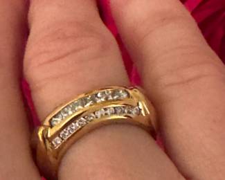 18kt yellow gold diamond band - size 6 - $1250 