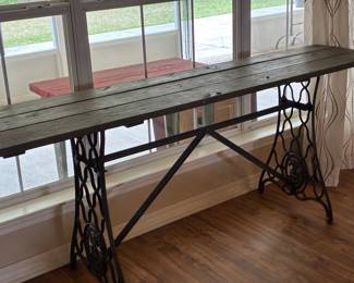 22	200.00	Rustic library table - iron antique base 72Wx17Dx30H