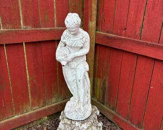 76	300.00	Vintage Lady at the Well fountain on base - 2 pieces concrete - 44"T x 18"W 