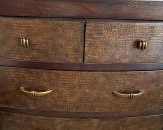 48	440.00	Bernhardt chest one of 2 -38Wx20Dx35H - leather simulated drawers - 4 drawers - 2 available - RIGHT one mark on top  