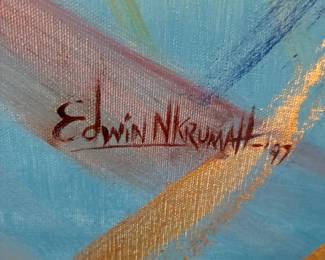 17		African painting Edwin N. Krumatt 1997" artist of Nola 36x48