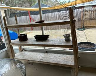 44	400.00	Primitive Indonesian three shelves - solid wood 70Wx17Dx58H