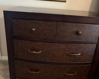 47	480.00	Bernhardt chest one of 2 -38Wx20Dx35H - leather simulated drawers - 4 drawers - 2 available - LEFT one Very good condition 