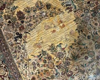 19	800.00	Persian Silk rug from Iran 61Wx91L Landscape scene green	