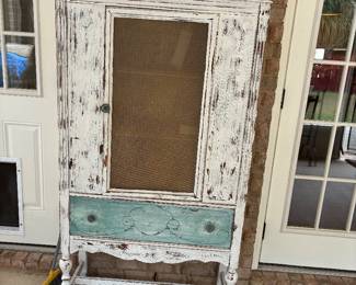 42	150.00	Antique Shabby Chic cabinet 33Wx13Dx64H
