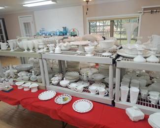 Milk Glass spanish lace / silver crest / & more...