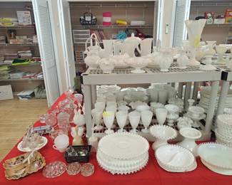 Milk Glass spanish lace / silver crest / & more...