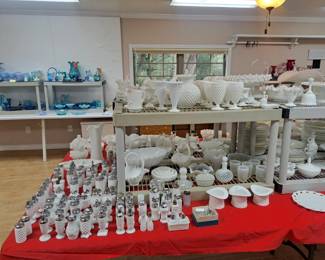 Milk Glass spanish lace / silver crest / & more...