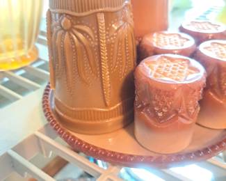 #98 Chocolate set glass button arches pattern by Fenton $90