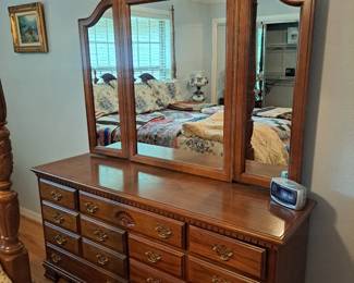 #37 Dresser with 7 drawers 65Wx18Dx31& mirror triptych 58Wx49T wood $260