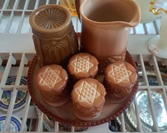 #98 Chocolate set glass button arches pattern by Fenton $90