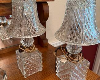 #18B - $80 - Vintage American cut glass boudoir lamps (2 available) 1940's-1960's