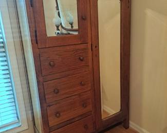 #41 Antique Oak American wardrobe 42x17x64 $340