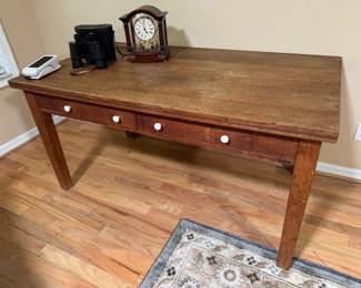 #23 - $400 - Library table with two drawers THP Hardwood 60x34x31