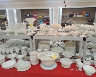 Milk Glass spanish lace / silver crest / & more...