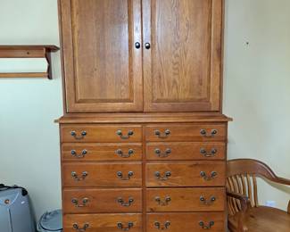 #19D Tall chest Keller solid wood 12 drawers 46Wx24Dx89T or chest alone without top piece 48"T $450
