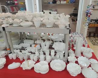Milk Glass spanish lace / silver crest / & more...
