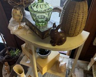 Decorative white wooden accent half table 