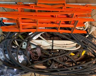 Extension cords of all sizes and winding frames.