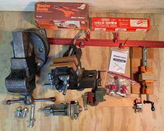 Workshop vices of all sizes! Router guide and cutting guide, plus extras!