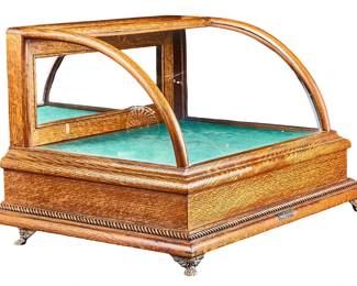 J.W. Winchester Oak Curved Glass Table Top Display Case