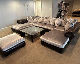 Roche Bobois Leather & Velvet Sectional