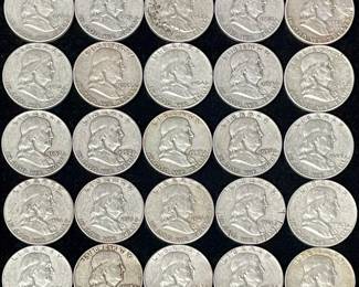 Several FRANKLIN Silver Halves