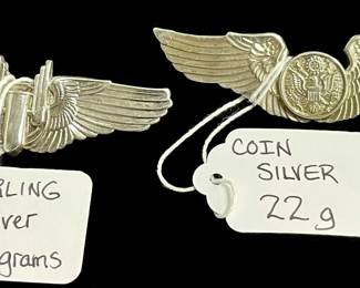 STERLING & COIN SILVER Military Wings