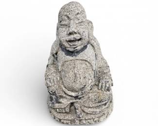 136 LargeOutdoorLaughingBuddhaGardenSculptureSeatedFigure