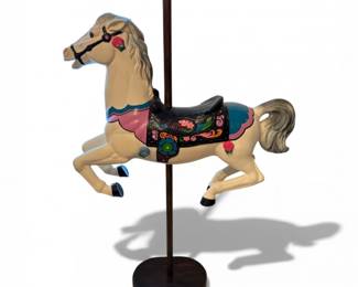 78 LargeDecorativePlasticCarouselStyleHorseonWoodStand
