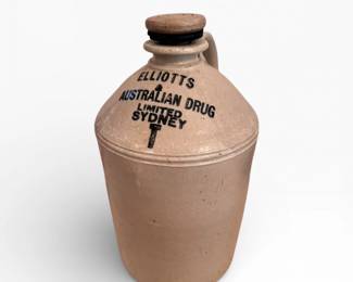 56 RFowlerSydneyStonewareJugElliottsAustralianDrugLarge