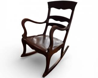 117 AntiqueWoodRockingChairwRemovableCushions
